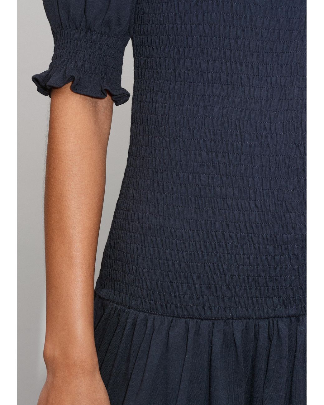 slub jersey smock bodice maxi dress Women's Blue Slub Jersey Smock Bodice Maxi Dress
