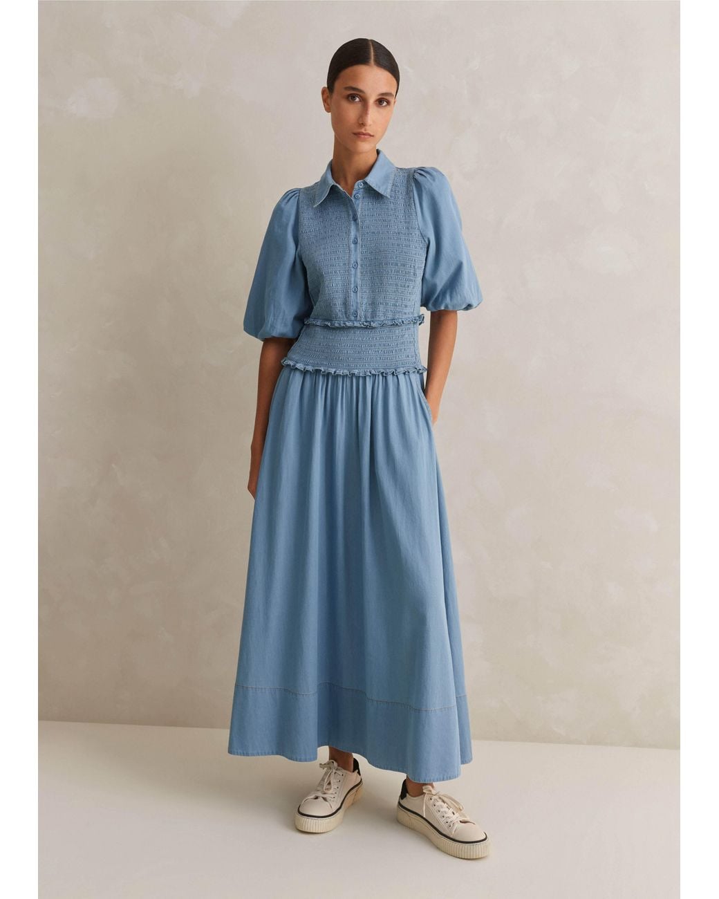 fitted lace wedding dress Denim Maxi Shirtdress  New York & Company