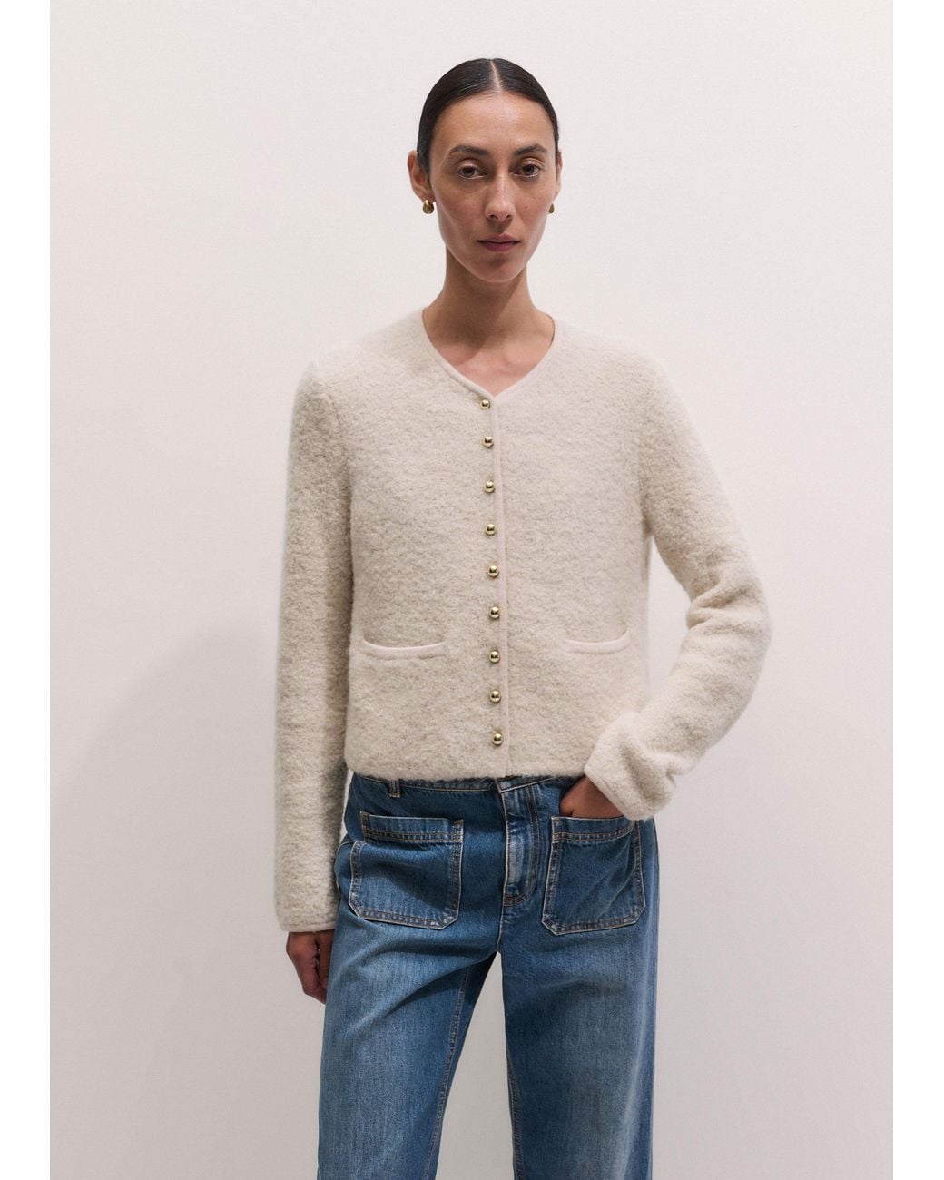 ME+EM Natural Boucle Knit Jacket