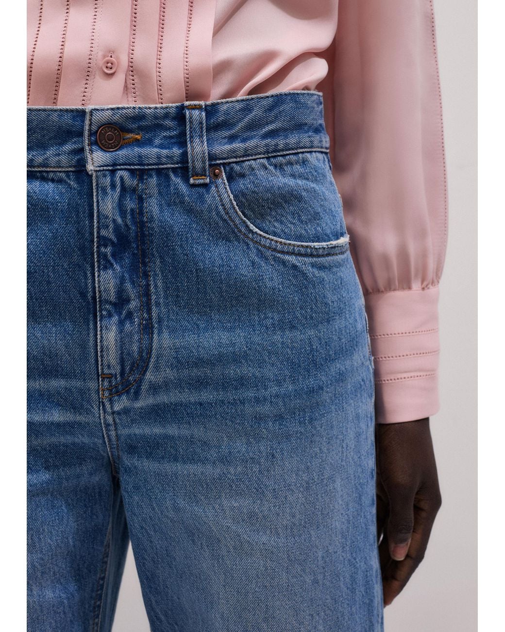 ME+EM Blue Relaxed Straight Crop Jean