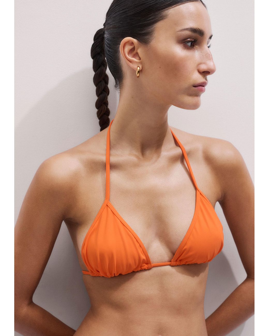 ME+EM Gray Adjustable Triangle Bikini Top