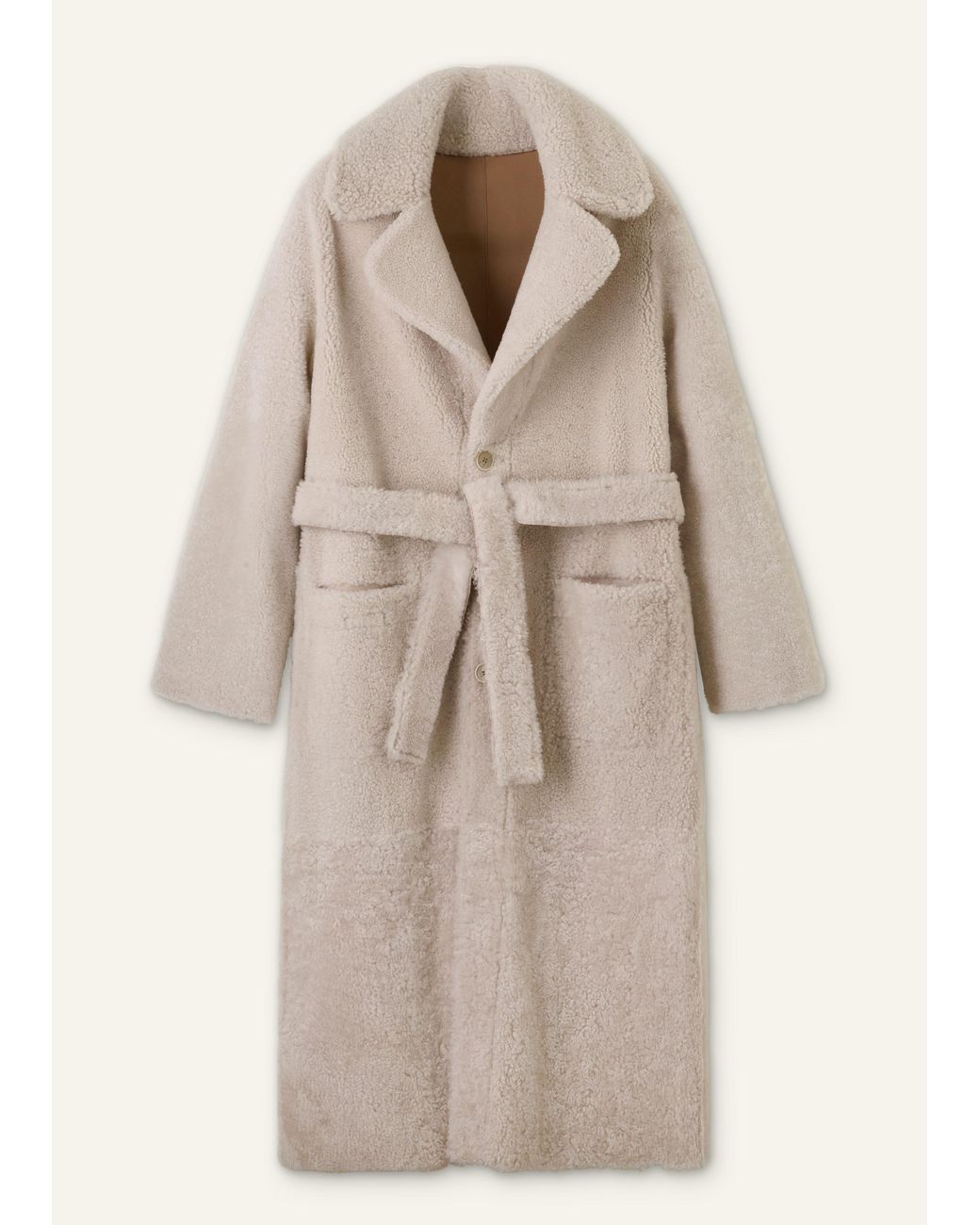 ME+EM Natural Reversible Shearling Coat + Belt