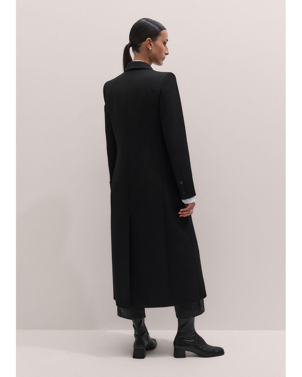 ME+EM Black Sharp Shoulder Tux Coat