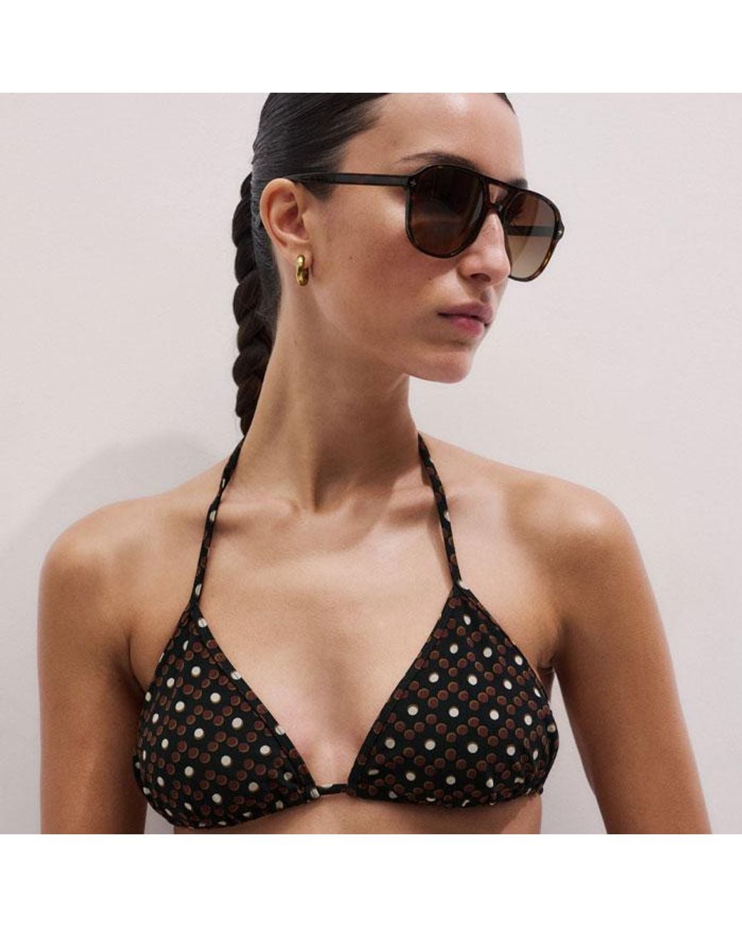 ME+EM Blue Printed Adjustable Triangle Bikini Top