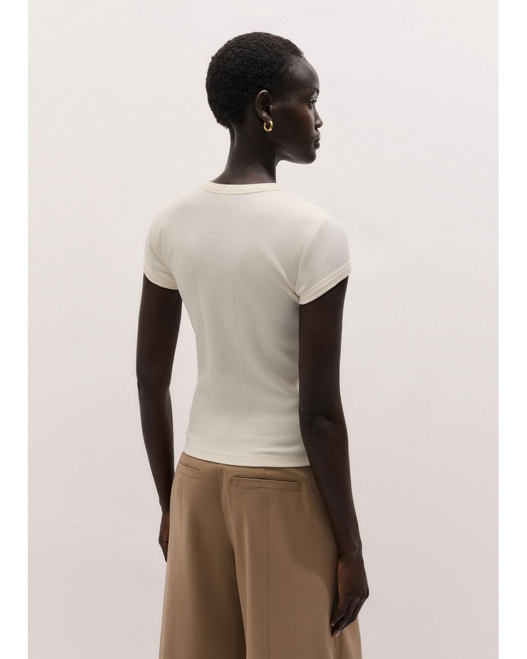 ME+EM Natural Variegated Rib Tee