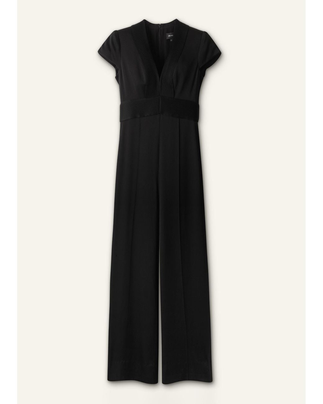 ME+EM White Satin Pintuck Detail Wide Leg Jumpsuit
