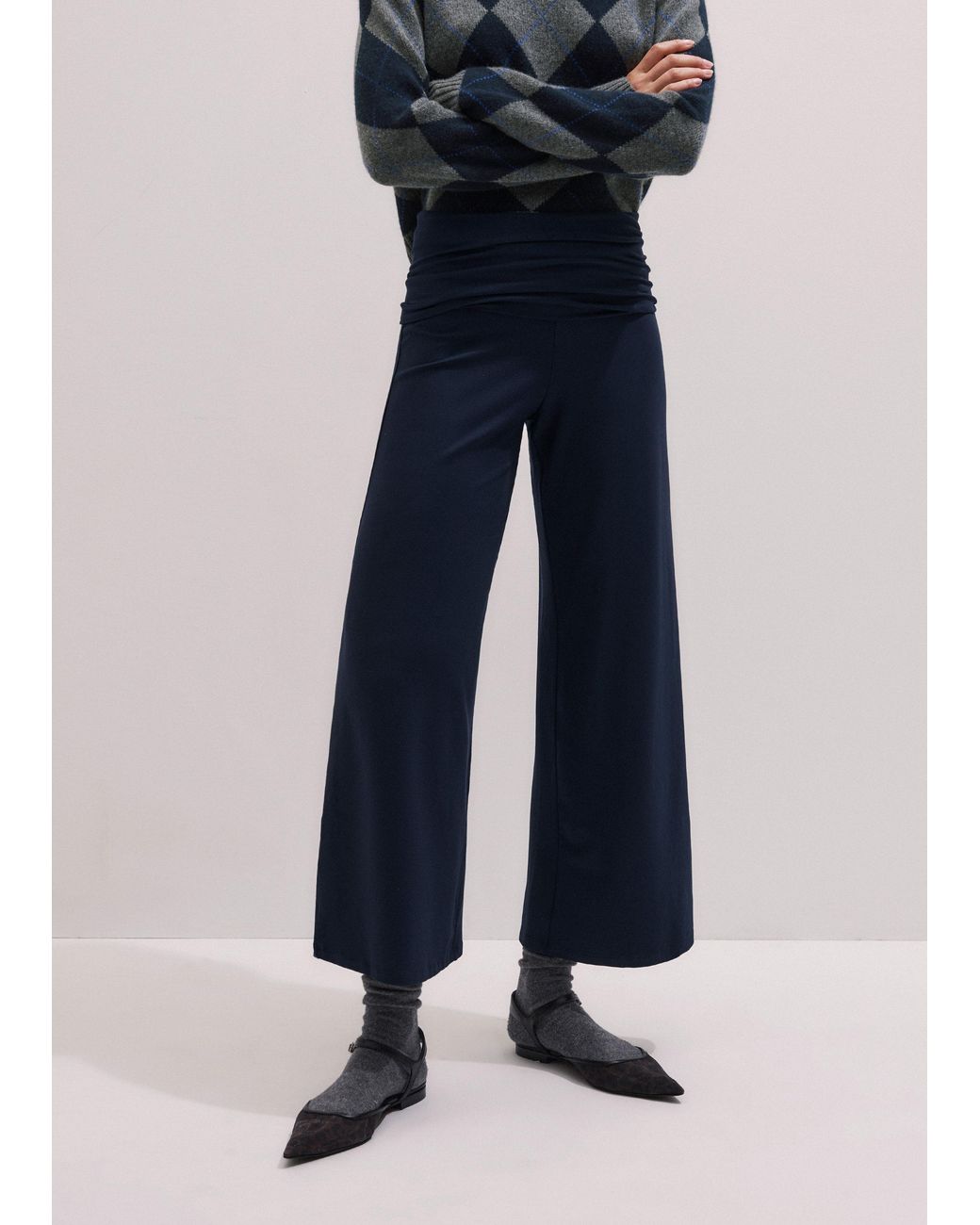 ME+EM Blue Crop Palazzo Pant