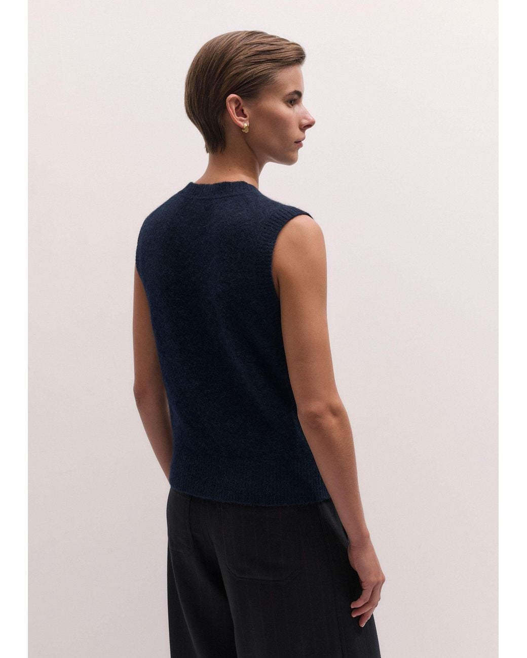 ME+EM Blue Henley Straight Knit Vest