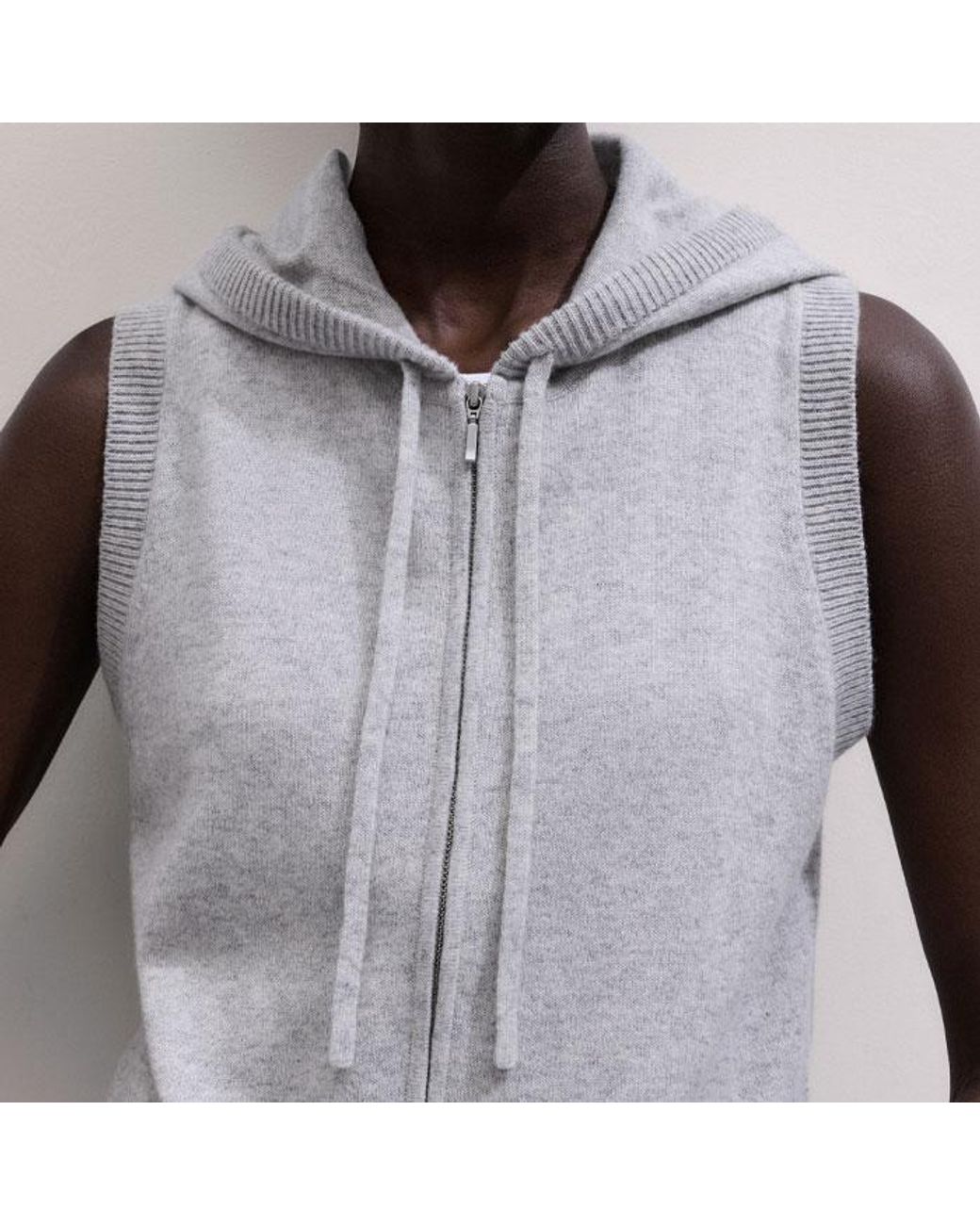 ME+EM Gray Sleeveless Zip Hoodie