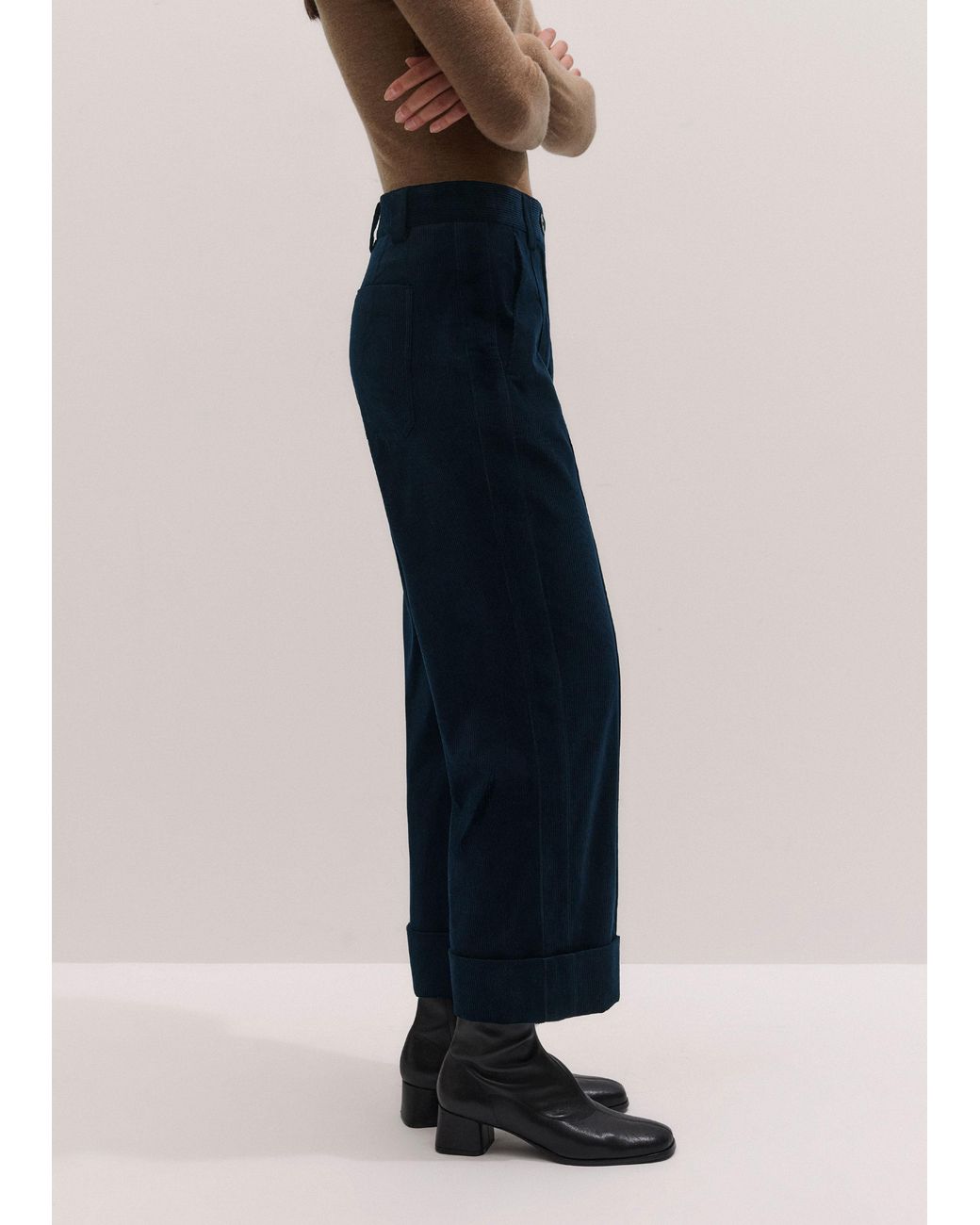 ME+EM Blue Straight Crop Trouser