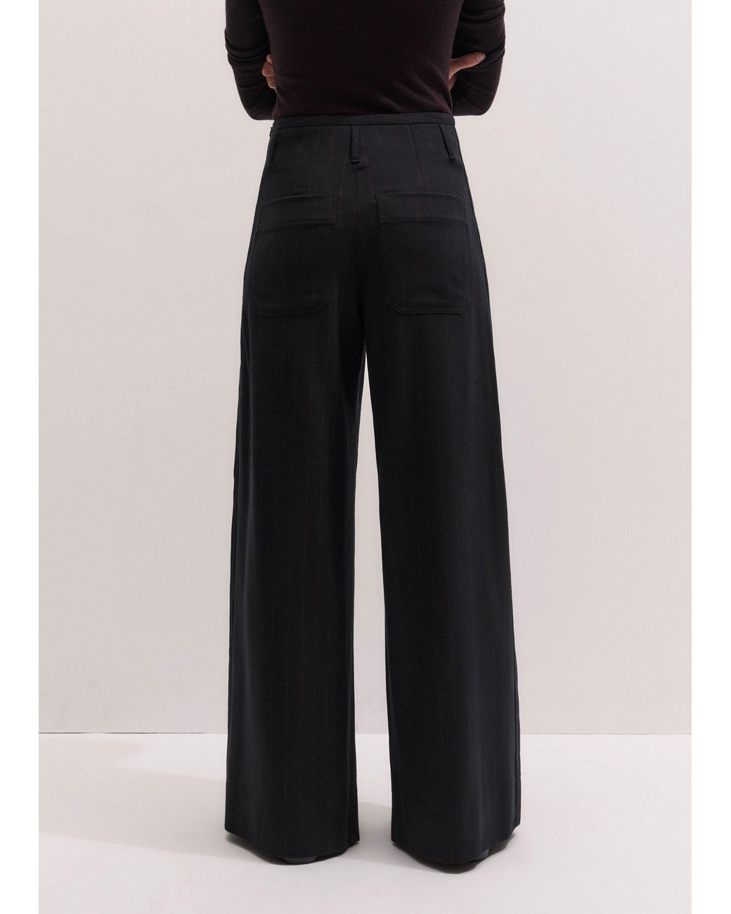 ME+EM Black Wide Leg Trouser-Barolo