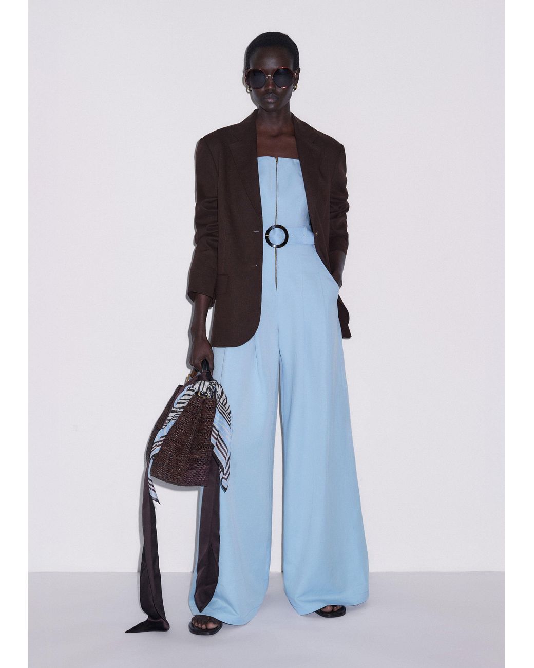 ME+EM Blue Event Ready Tailored Jumpsuit + Belt