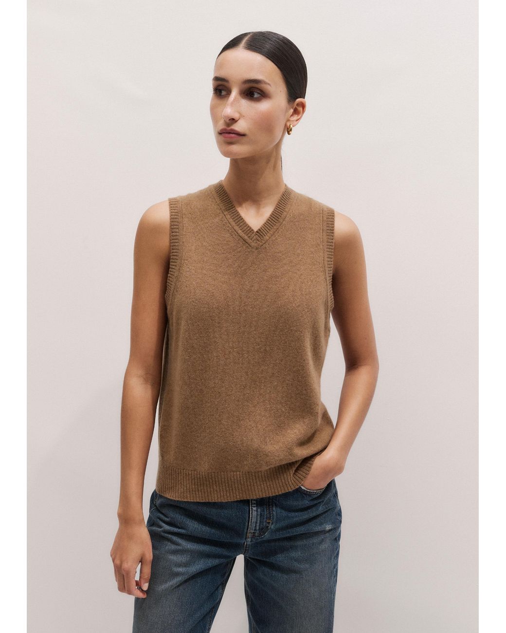 ME+EM Blue V-Neck Relaxed Knit Tank