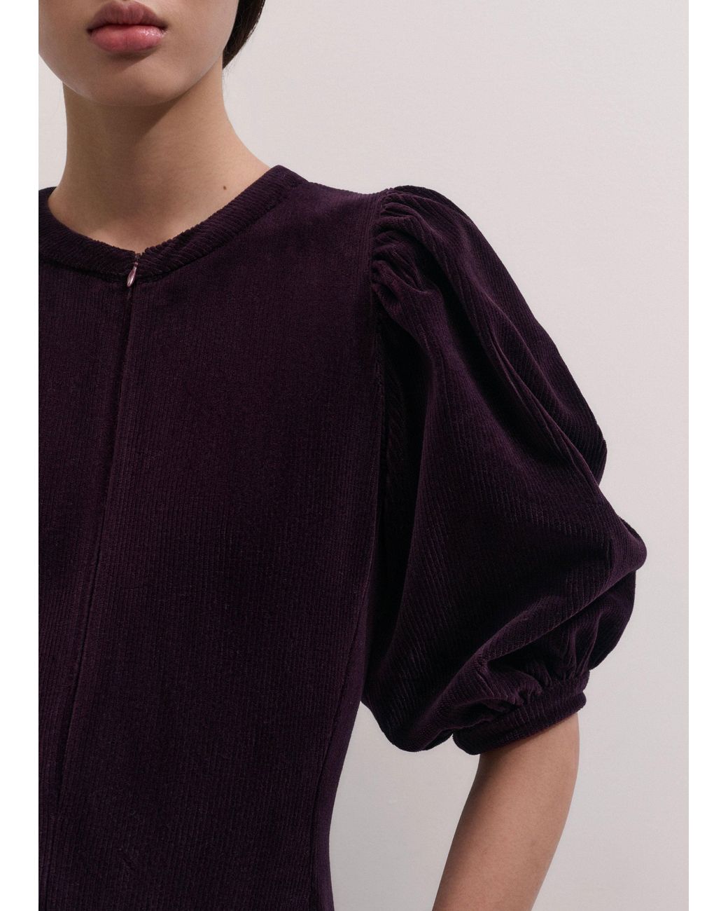 ME+EM Blue Cord Velour Handkerchief Hem Midi Dress