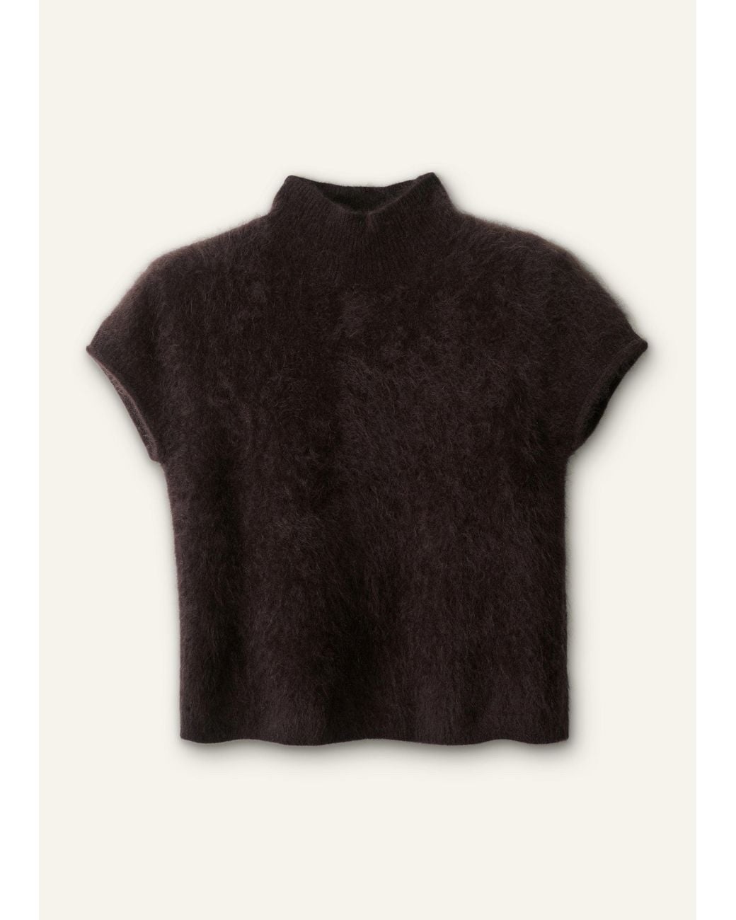 ME+EM Black Brushed Cashmere High Neck Knit Baby Tee