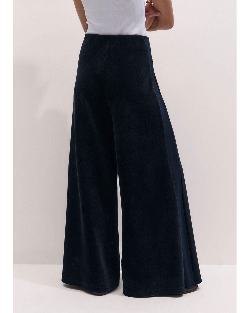 ME+EM Blue Cord Velour Wide Leg Trouser