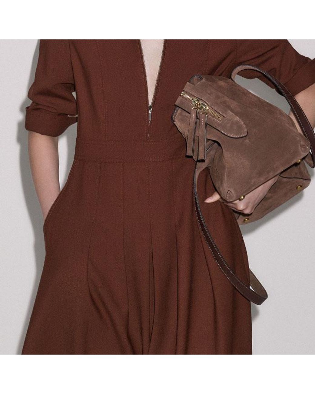 ME+EM Brown Fit And Flare Maxi Shirt Dress