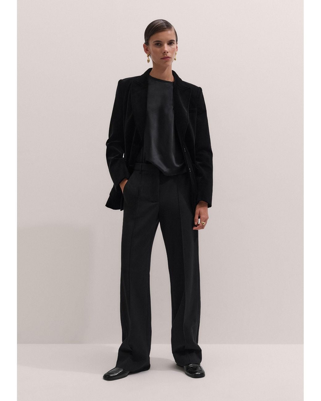 ME+EM Black Silk Satin Baby Tee