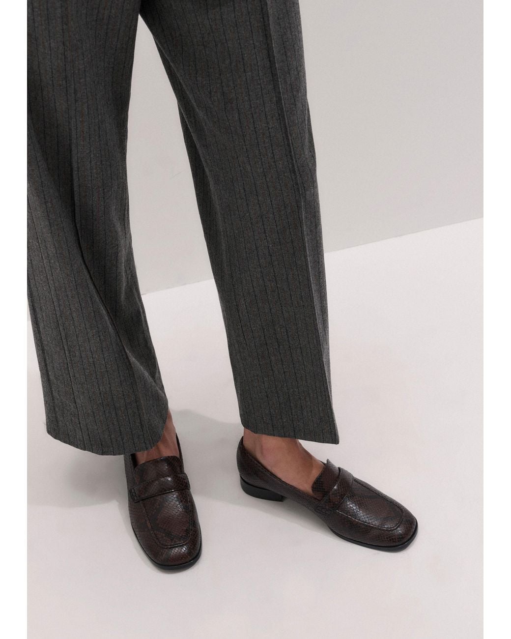 ME+EM White Square Toe Loafer Tan-Chocolate