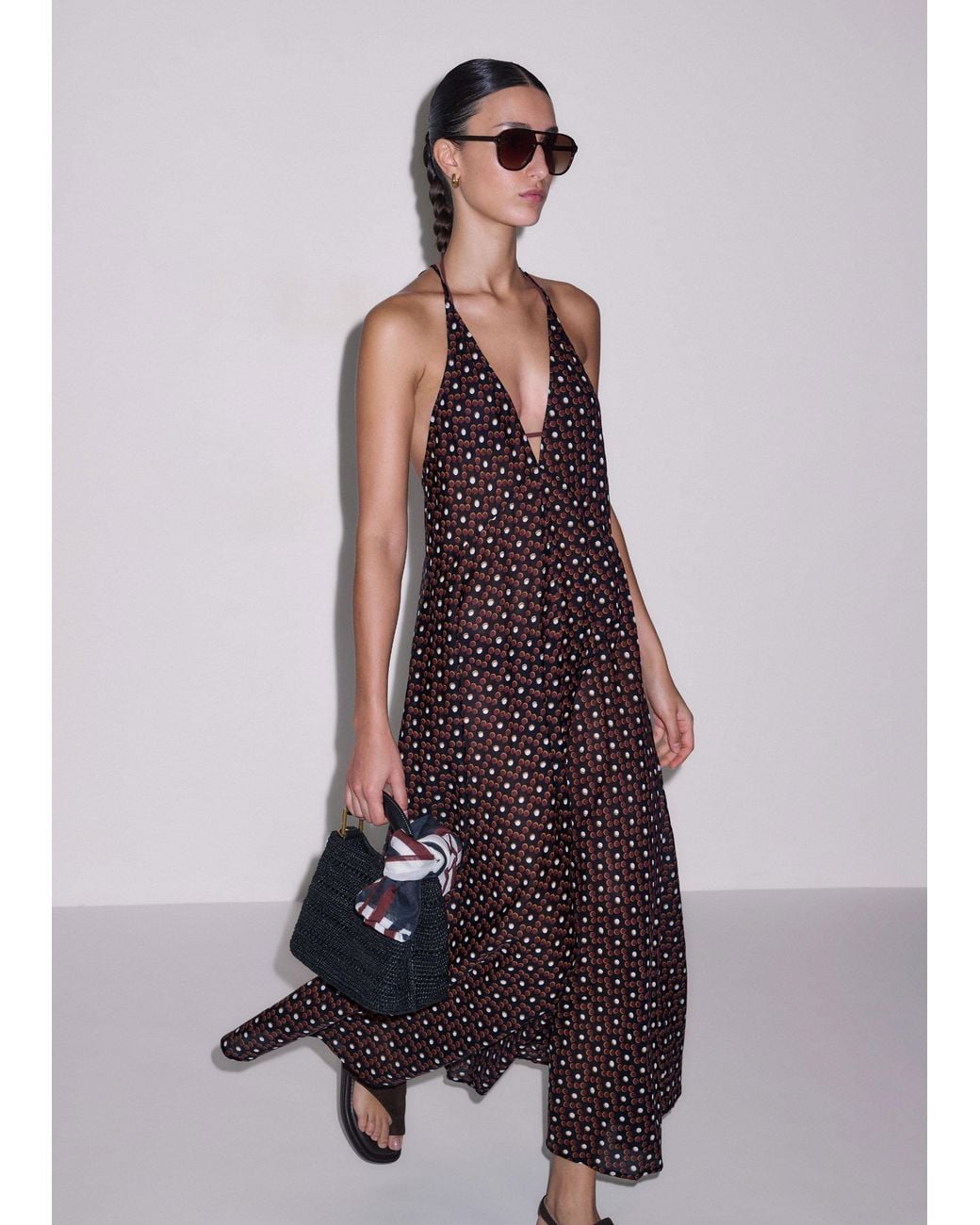 ME+EM Blue Printed Adjustable Triangle Bikini Top