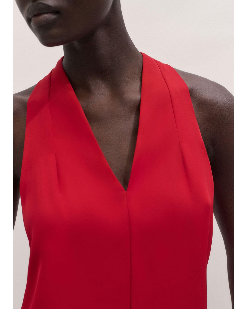 ME+EM Red Silk V-Neck Camisole Top + Tie Ruby