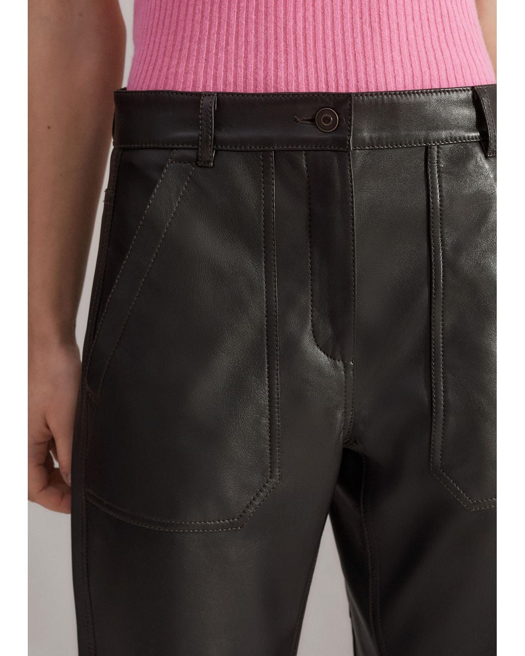 ME+EM Black Engineered-Leg Trouser