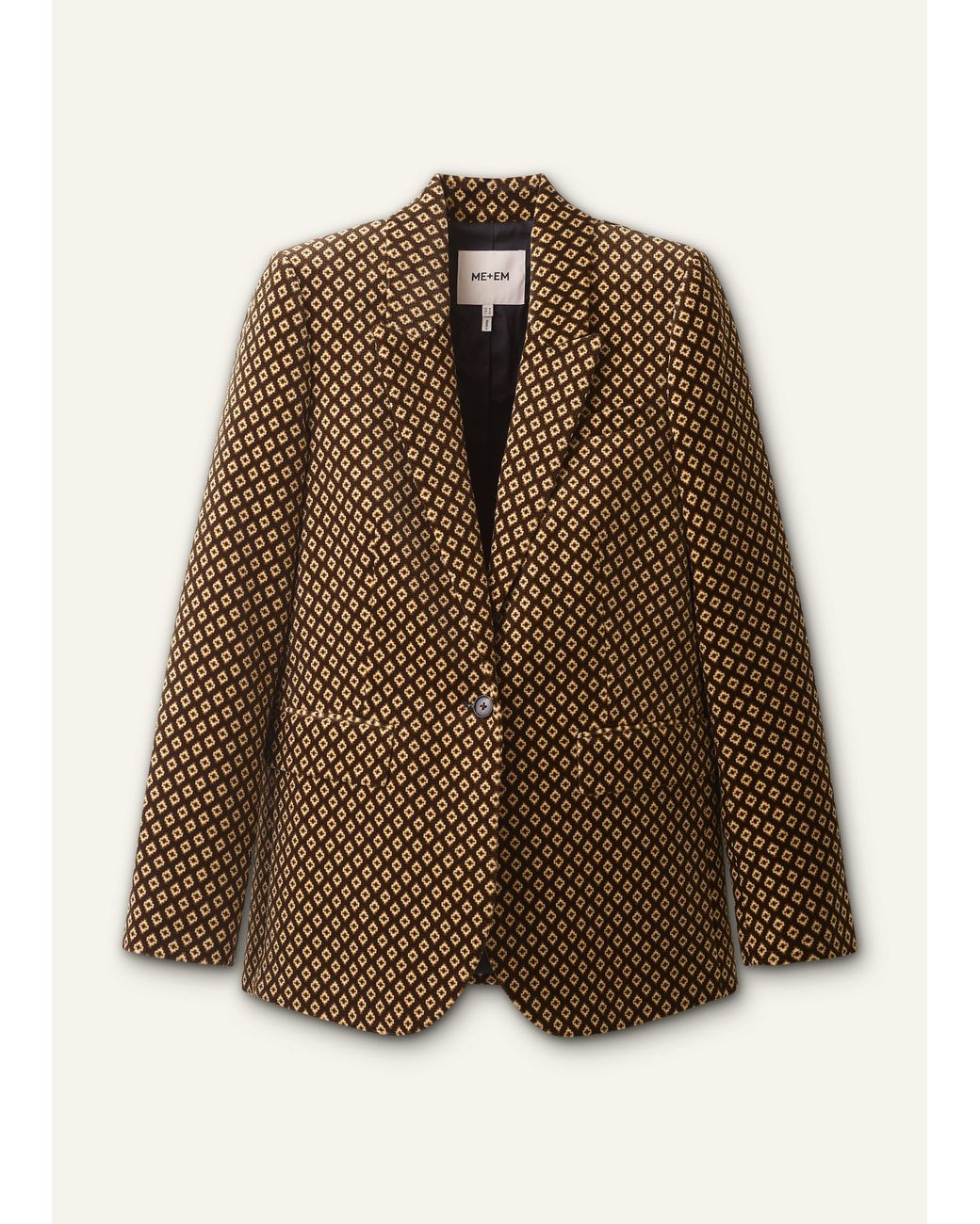 ME+EM Brown Sharp Shoulder Blazer
