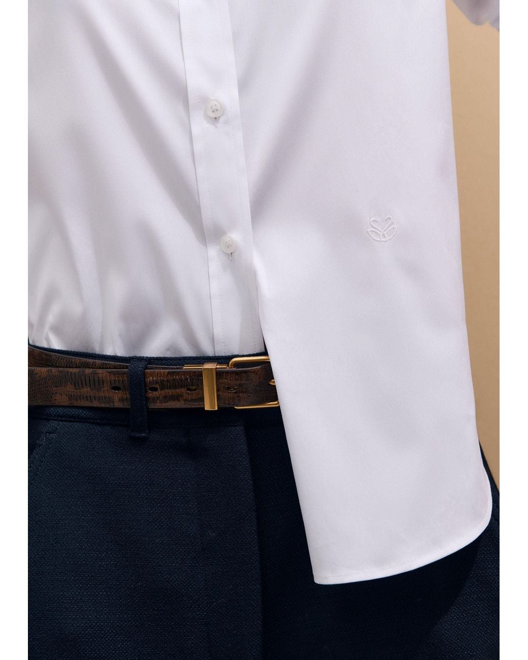 ME+EM Blue Fitted Swan Logo Shirt