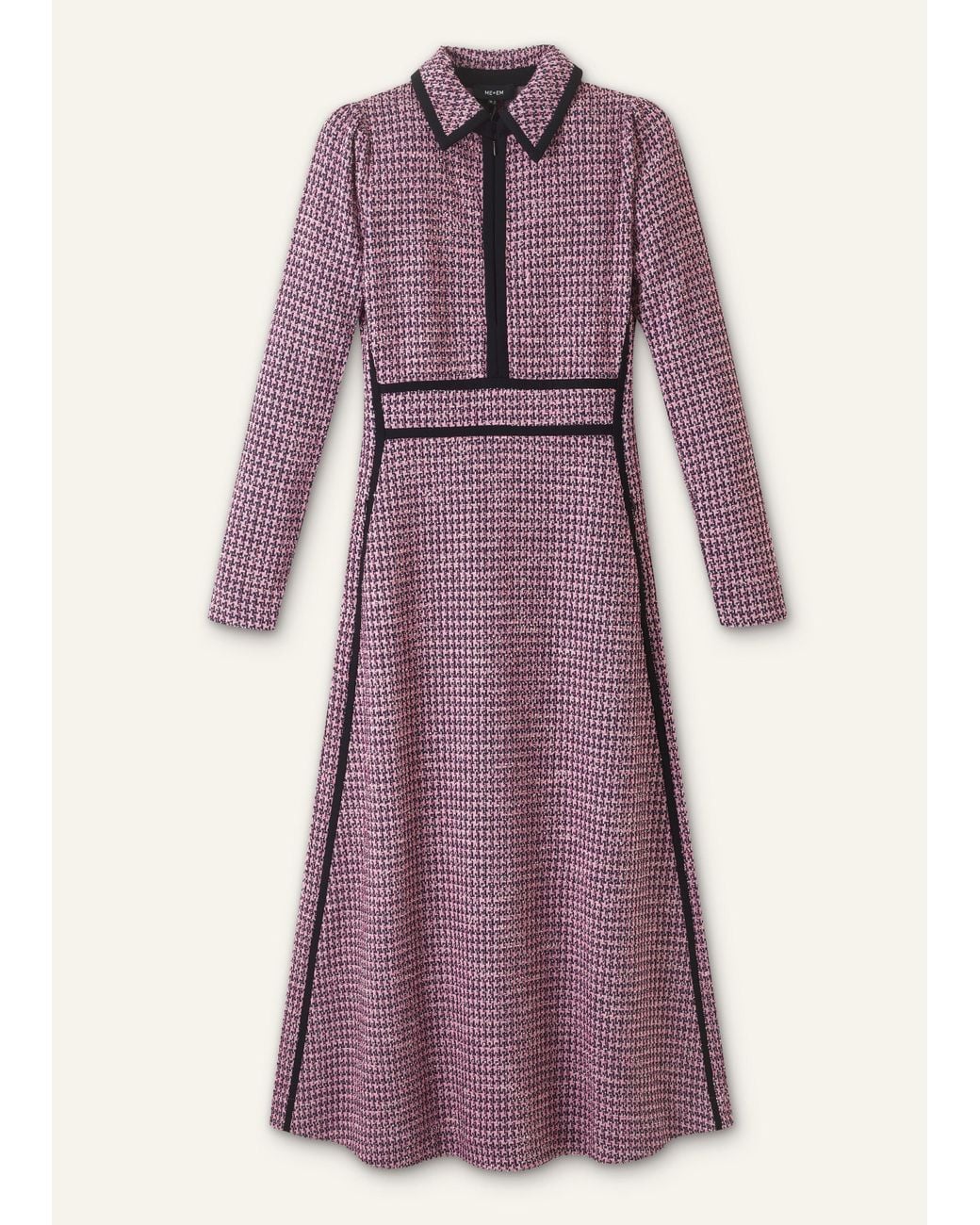 slim fit dress slacks Binding Detail Houndstooth Fit & Flare Dress Without Belt – Beisat