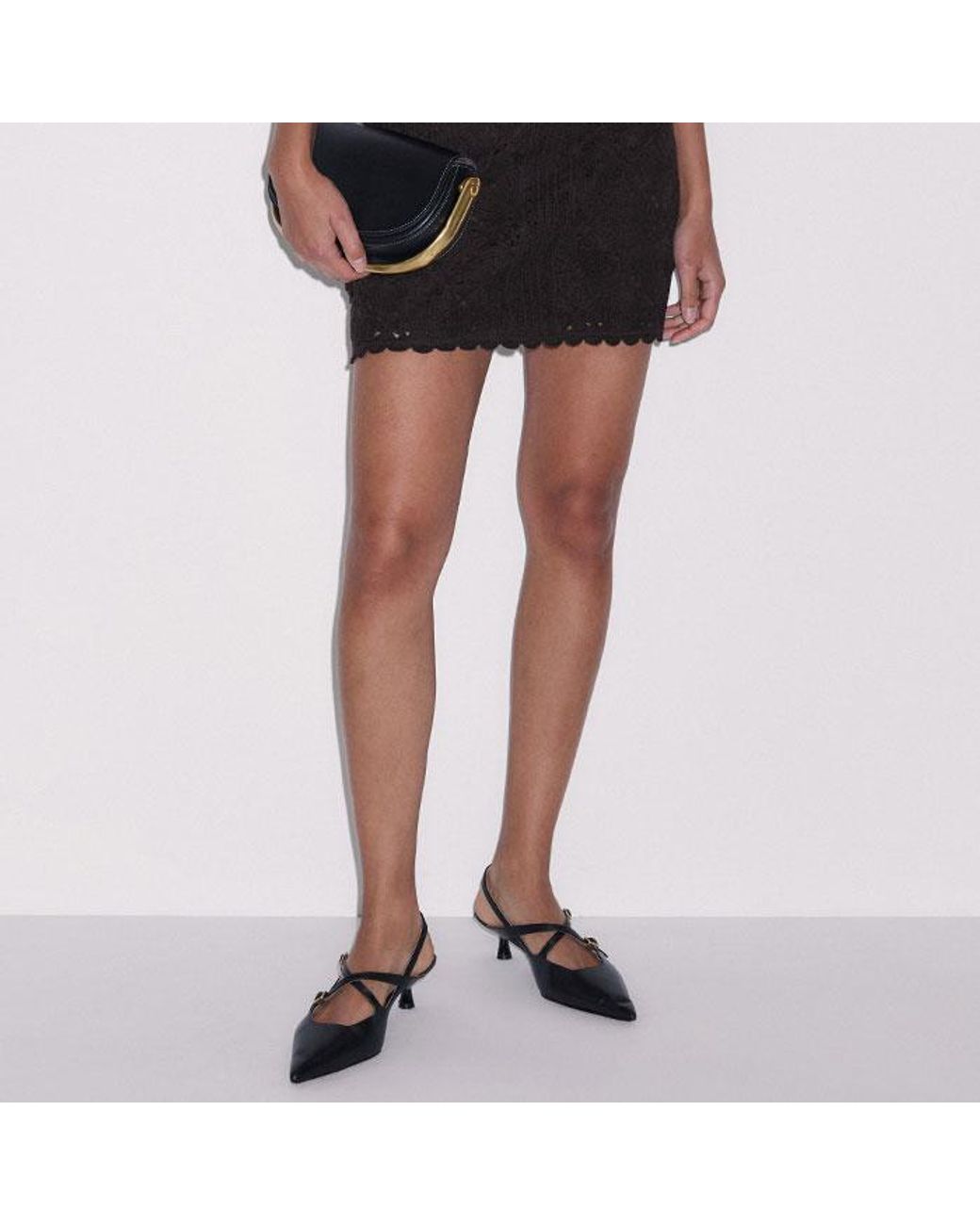 ME+EM Black Framed Crochet Mini Skirt + Slip