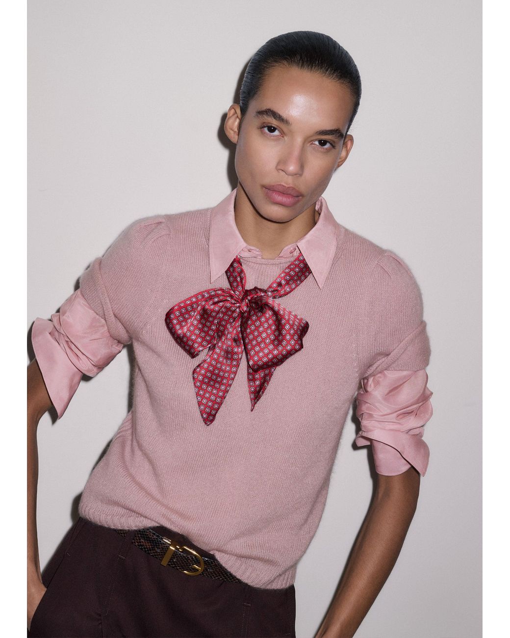 ME+EM Pink Silk Cotton Cloud Layering Shirt + Tie