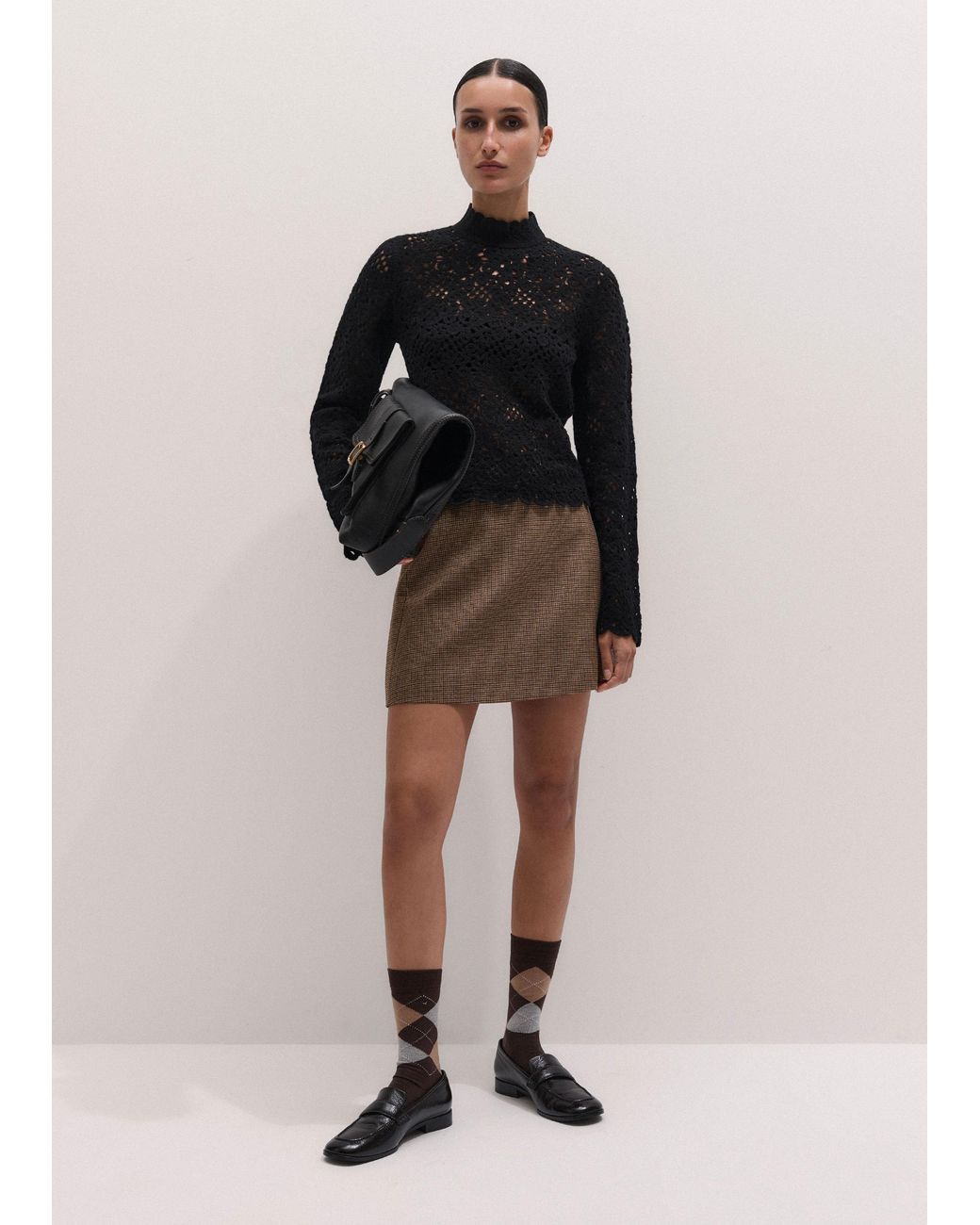 ME+EM Black 2-In-1 Crochet Sweater