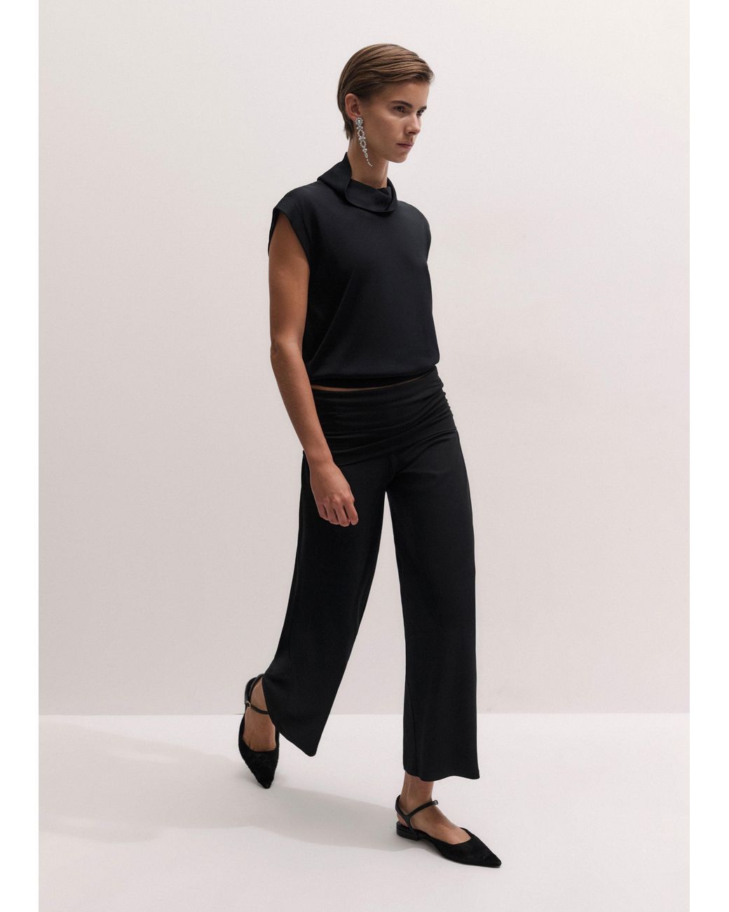 ME+EM Black Crop Palazzo Pant