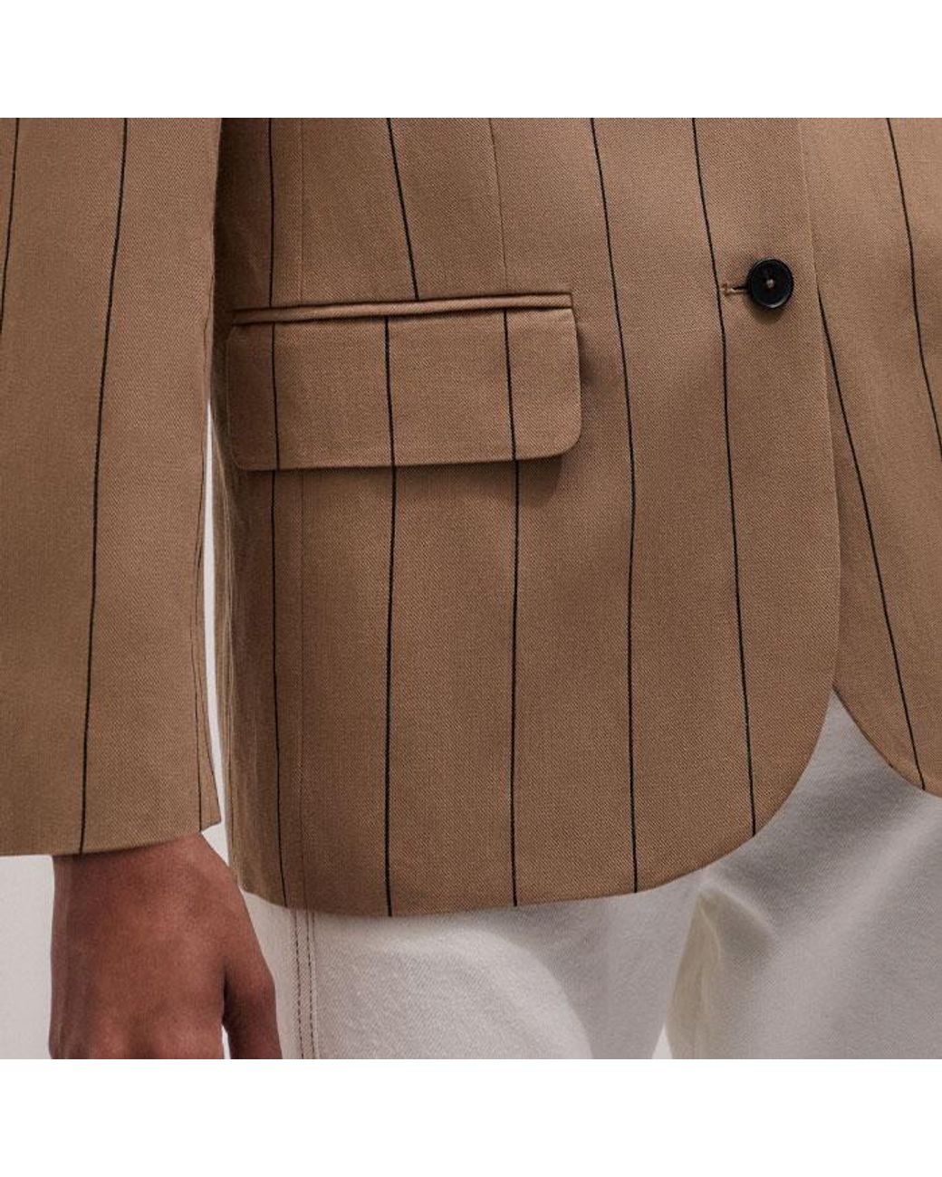 ME+EM Orange Intelligently Oversized Pinstripe Blazer Tan