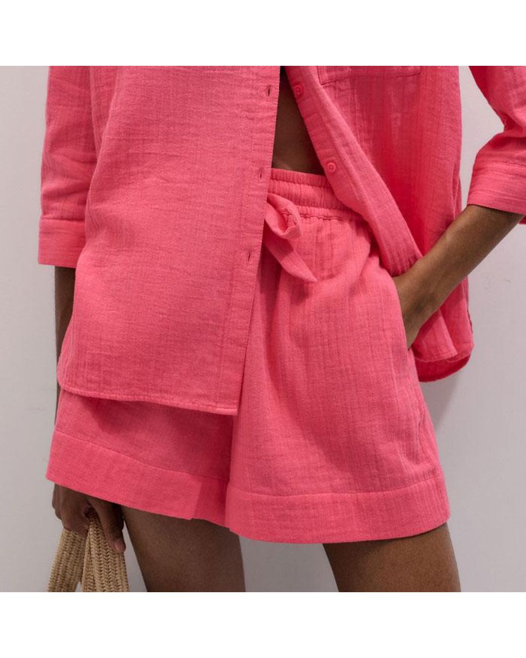 ME+EM Pink Cheesecloth Relaxed Shirt