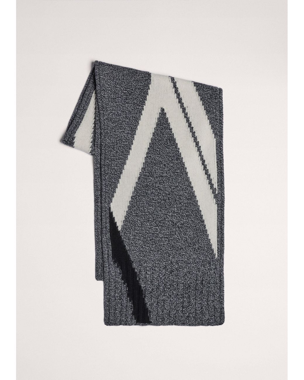 ME+EM Gray Exploded Argyle Knit Scarf