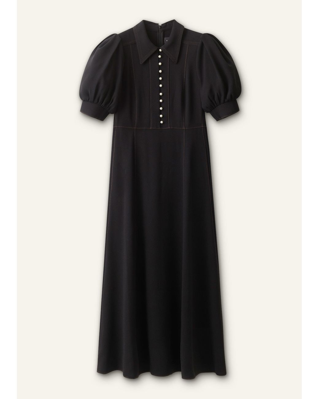 ME+EM Black Contrast Stitch Fit And Flare Midi Shirt Dress