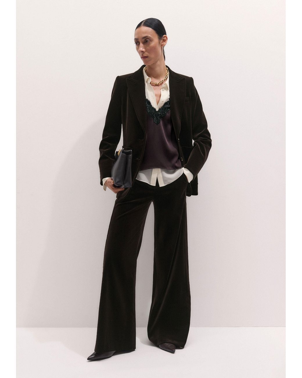 ME+EM Black Sharp Shoulder Contour Blazer