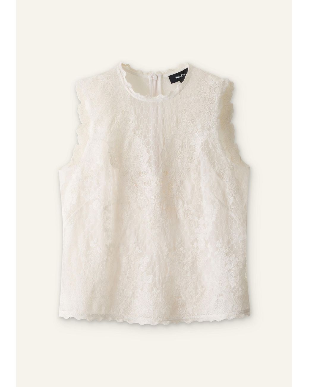 ME+EM Natural Embroidered Tulle Top + Cami