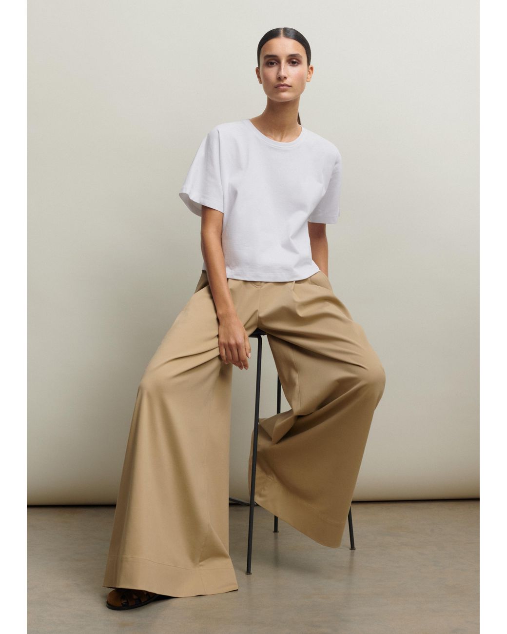 【INCHANT ME】[Belt SET] Stern Pintuck Cotton Wide Pants ME+EM Cotton Super High-waisted Trouser + Belt in Natural | Lyst