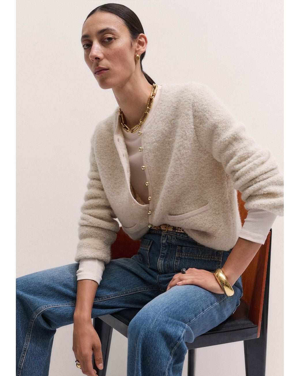 ME+EM Natural Boucle Knit Jacket