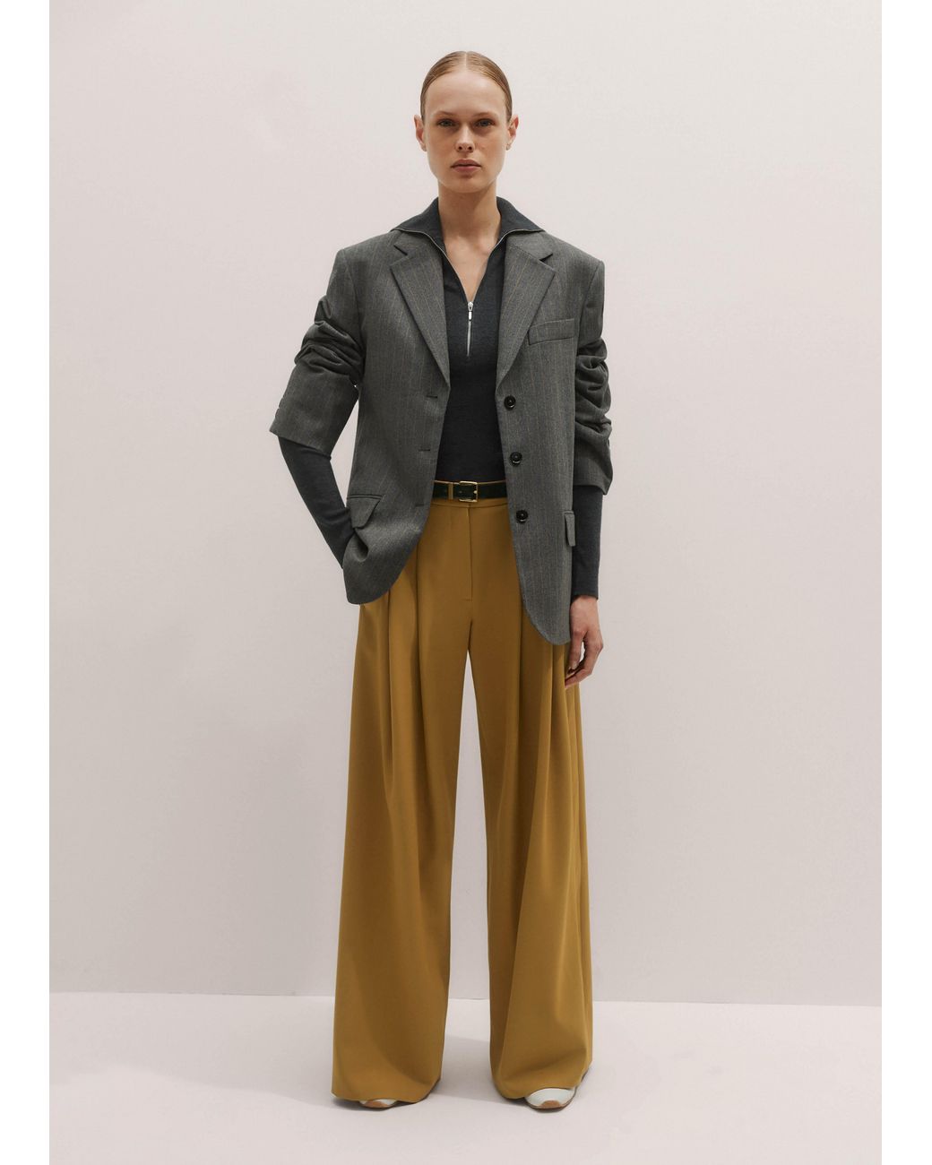 ME+EM Multicolor Wide-Leg Pleated Trouser