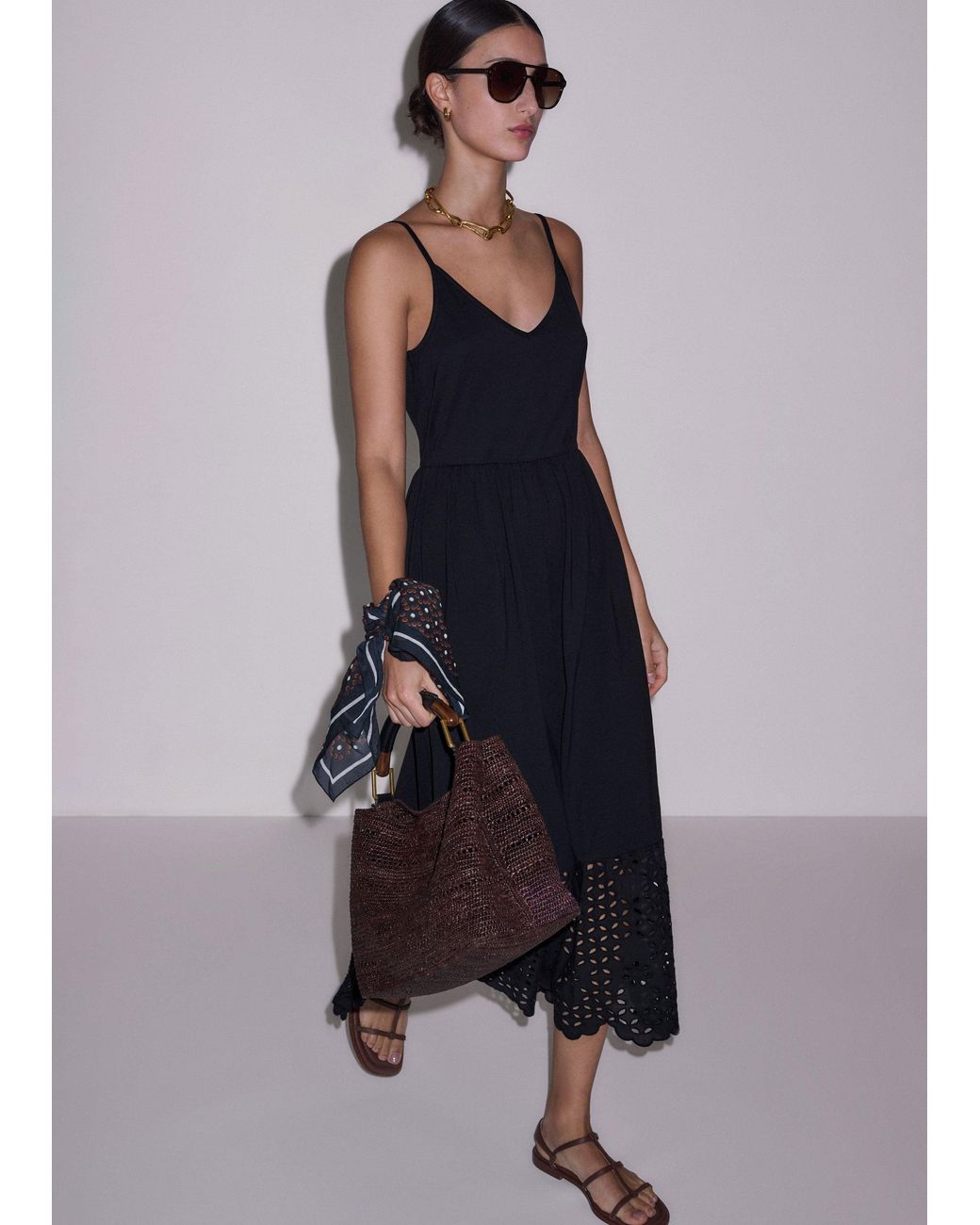 ME+EM Black Broderie Anglaise Maxi Dress + Top