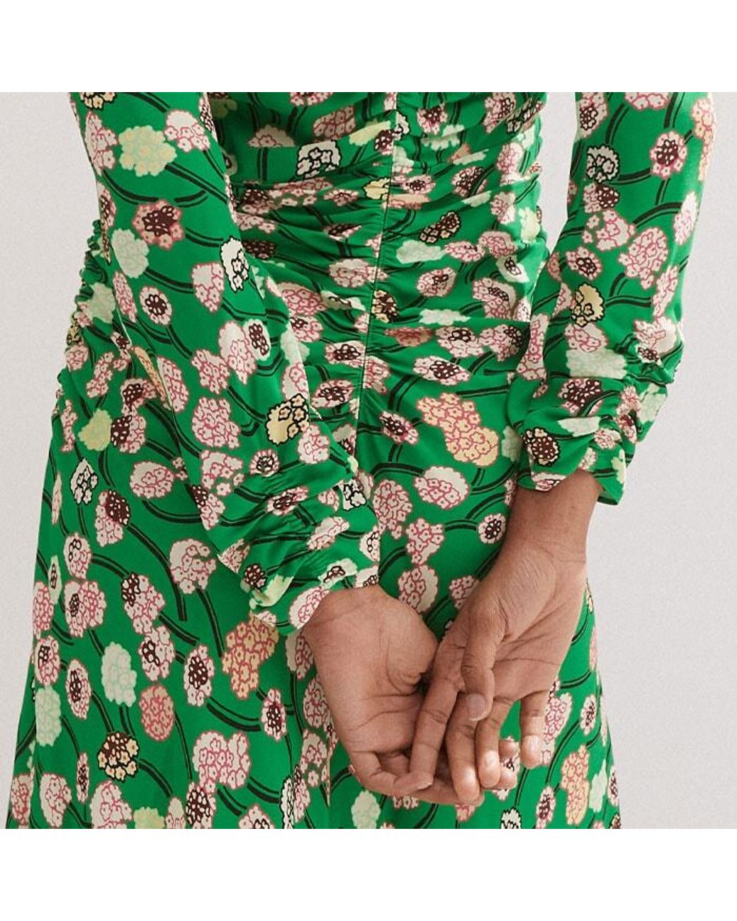 ME+EM Lantana Flower Print Midi Dress in Green | Lyst