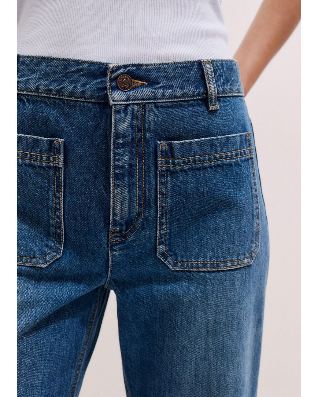 ME+EM Blue Cropped Kick Flare Jean