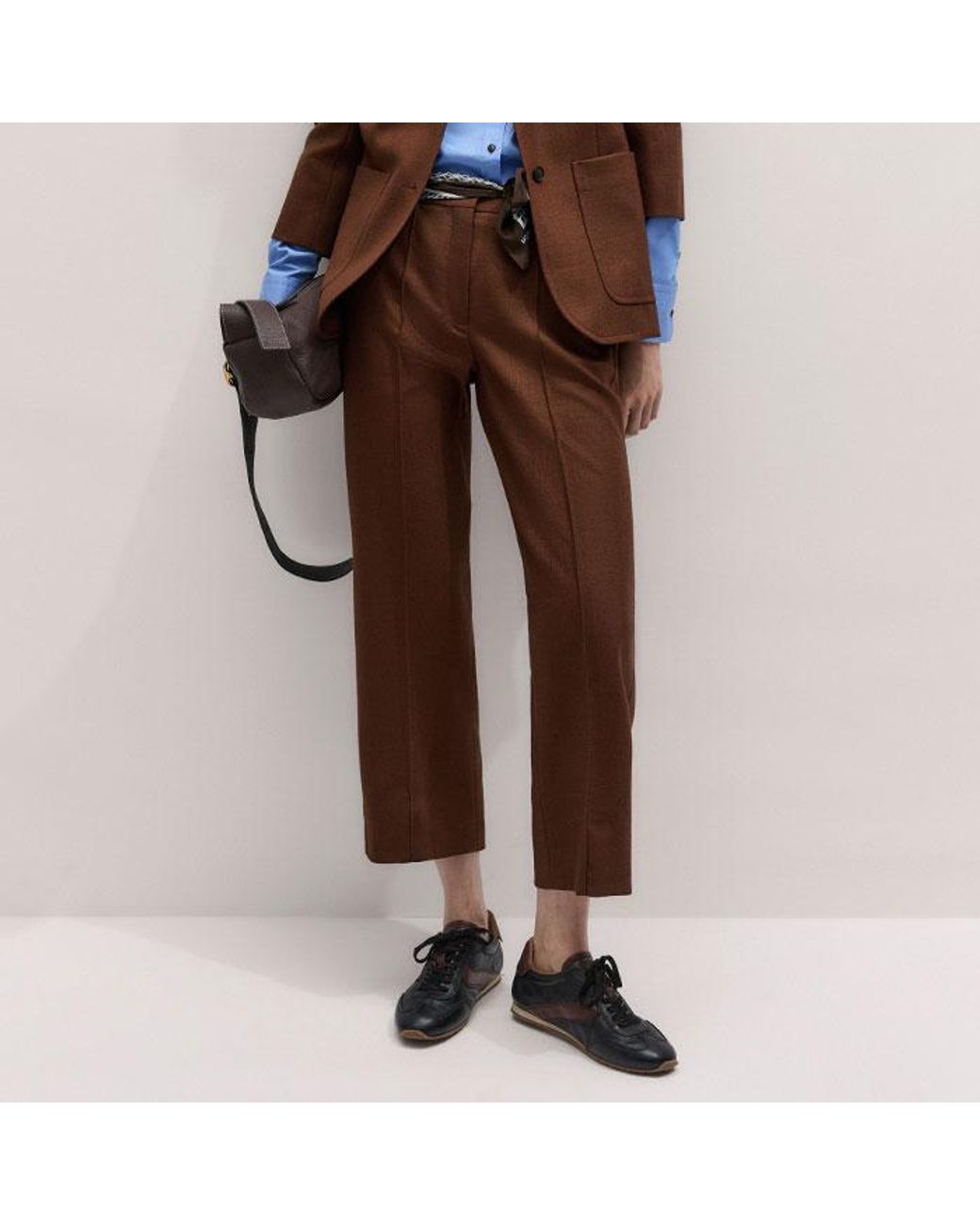 ME+EM Brown Sharp Shoulder Contour Blazer