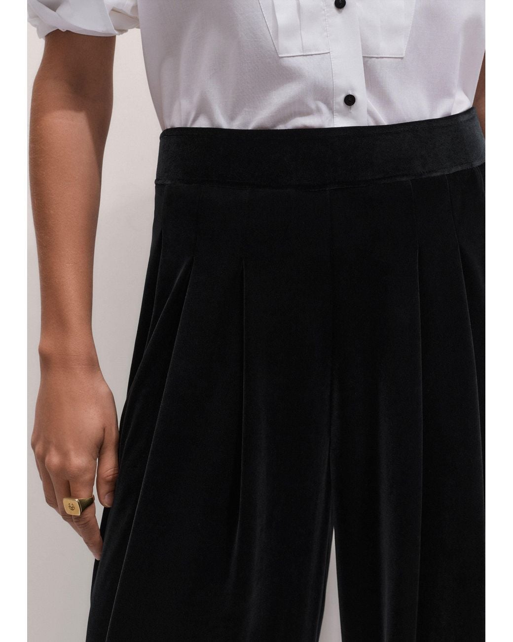 ME+EM White Fluid Velour Wide-Leg Trouser