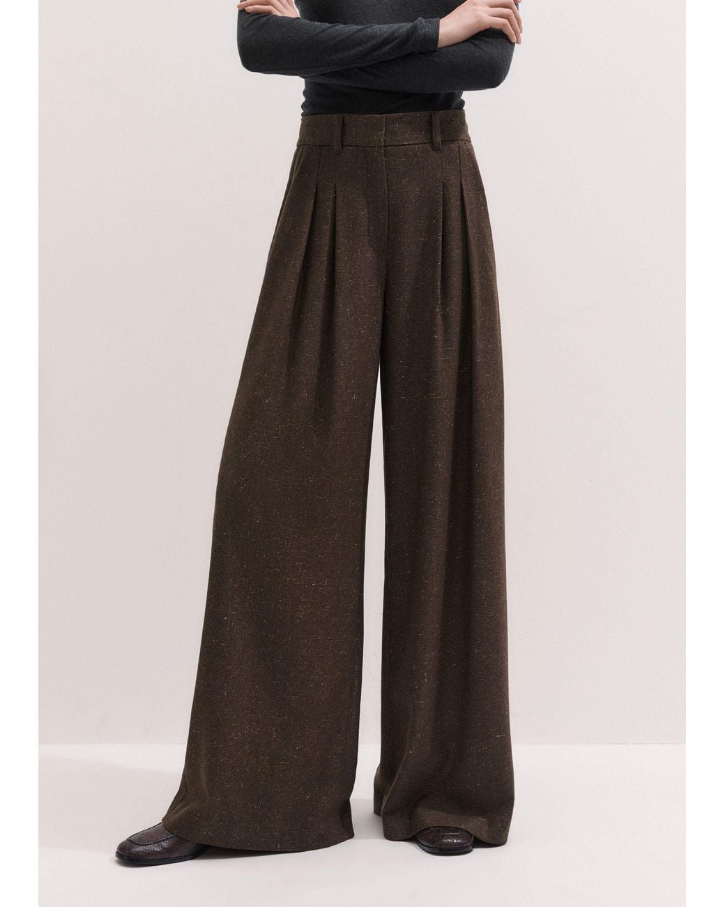 ME+EM Black Wide Perfect Pleat Trouser