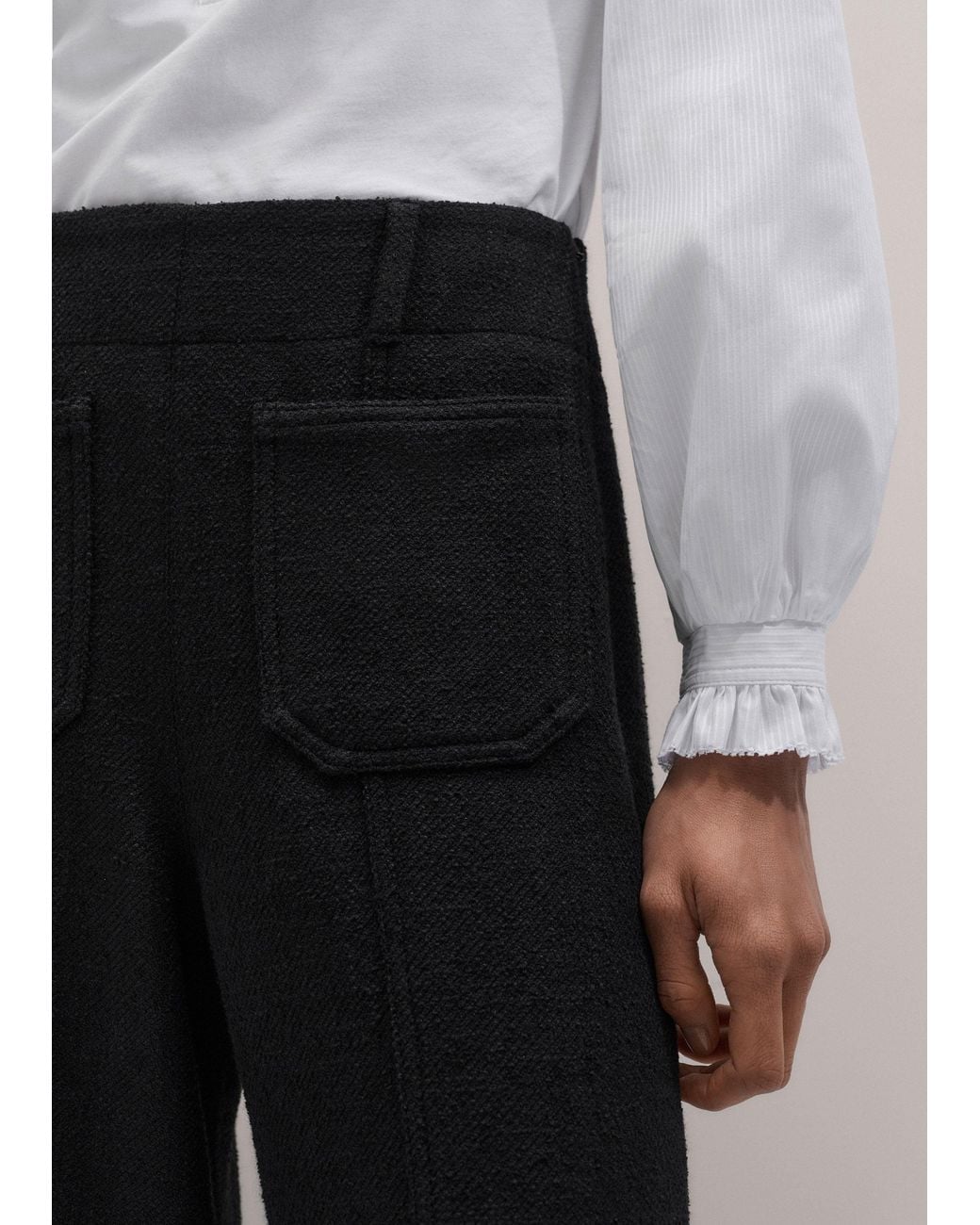 ME+EM Black Super Wide Crop Trouser