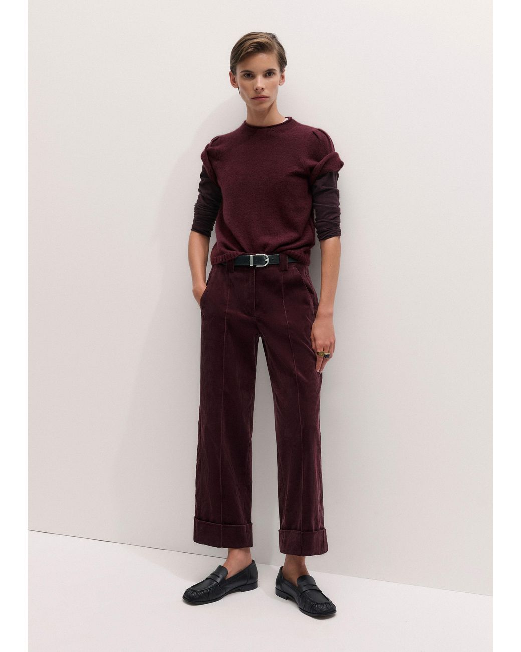 ME+EM Purple Straight Crop Pant